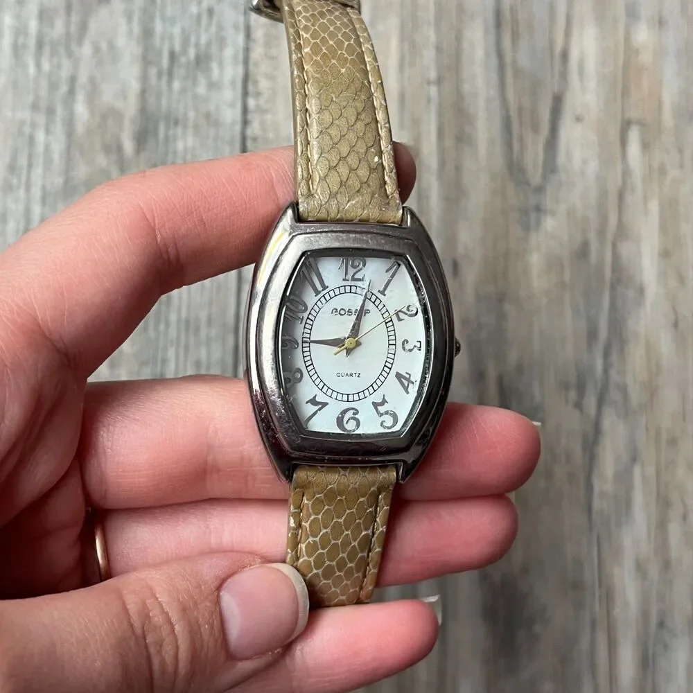 Vintage Leather Watch Women's Small Old Money Dainty Square Chain 20s Antique